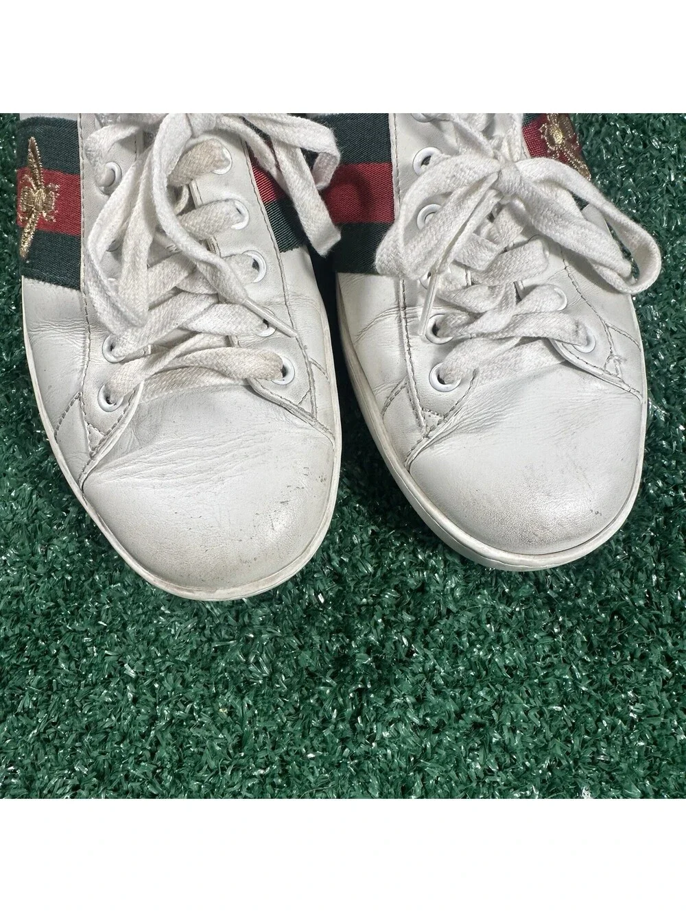 Gucci Ace Sneakers White Leather Green Red Web Stripe Men’s Size 8.5